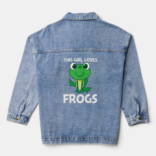 Cute Frog For Girls Mom Forest Zoo Pet Animal Catc Denim Jacket