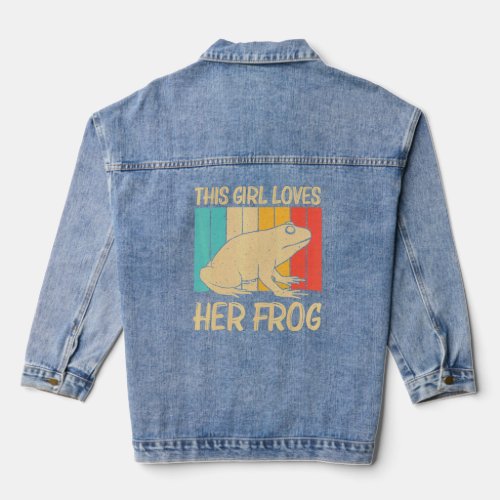 Cute Frog For Girls Mom Toad Catcher Pet Animal    Denim Jacket