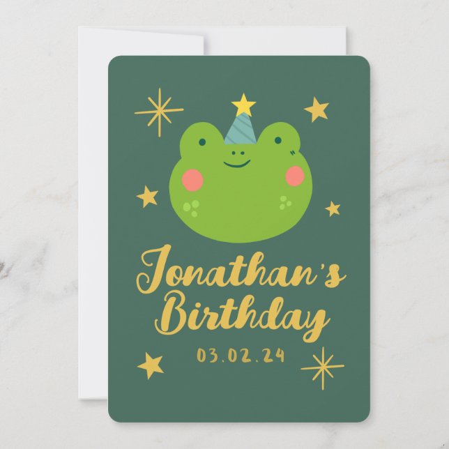 Cute Frog Forest with Animals Birthday  Invitation (Back)