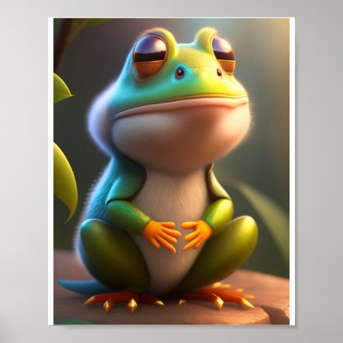 Cute Frog Frog 3D poster