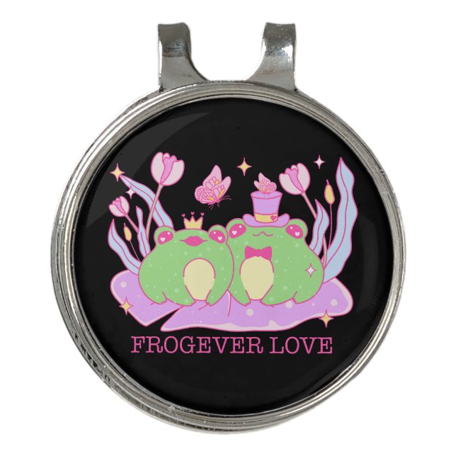 Cute Frog - Frogever Love Golf Hat Clip (Front)