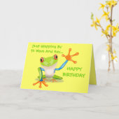 Cute Frog Funny Animal Kids Happy Birthday Card (Yellow Flower)