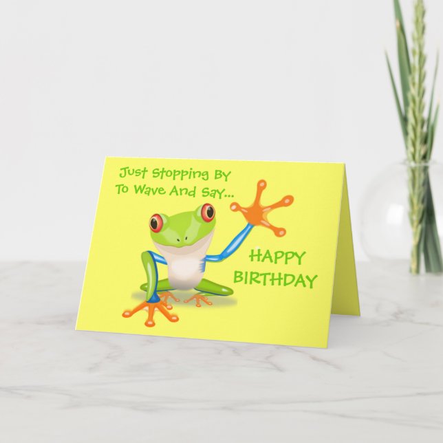 Cute Frog Funny Animal Kids Happy Birthday Card (Front)