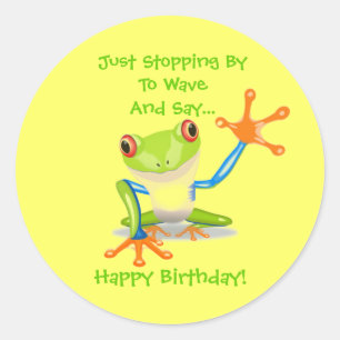 Cute Frog Funny Animal Kids Happy Birthday Classic Round Sticker