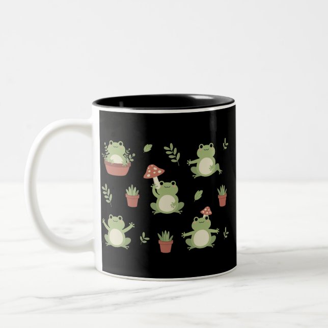 Cute Frog Funny Animal Lover Gift For Frog Lover  Two-Tone Coffee Mug (Left)