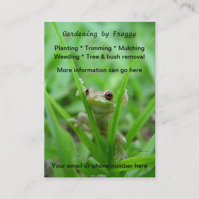 Cute frog Gardening landscaping Business Cards (Front)