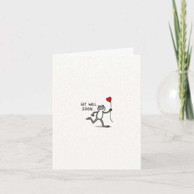 Cute Frog Get Well Soon Card (Front)