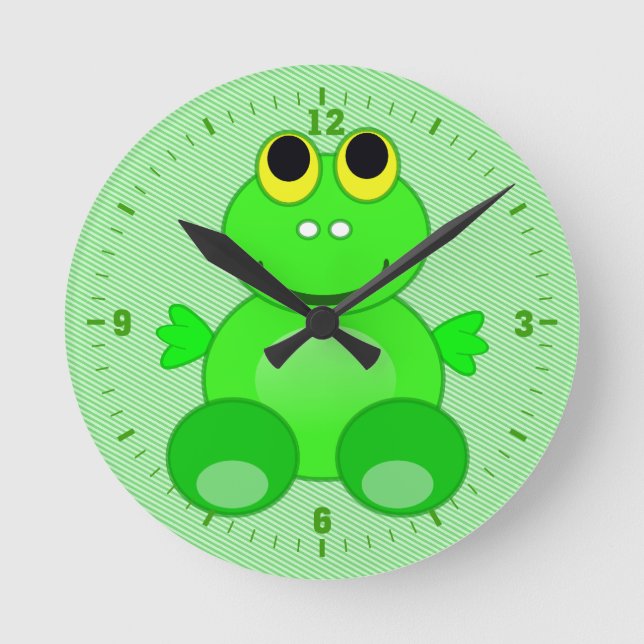 Cute Frog Graphic Round Clock (Front)