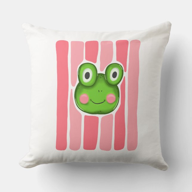 Cute Frog Graphic Throw Pillow Cover (Front)