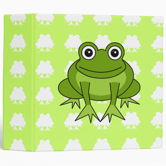 Cute Frog Green and White Binder (Front/Spine)