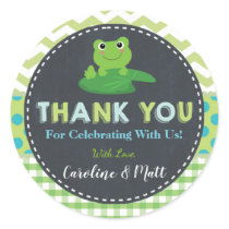 Cute Frog Green Blue Baby Shower Thank You Favor Classic Round Sticker