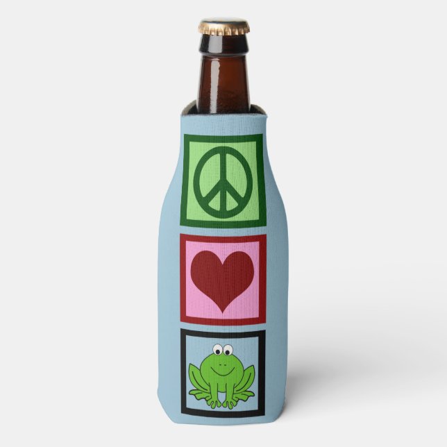 Cute Frog Green Bottle Cooler (Bottle Front)