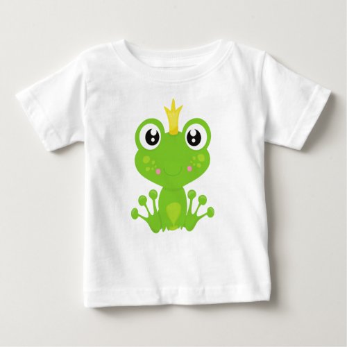 Cute Frog Green Frog Frog Prince Crown Baby T_Shirt