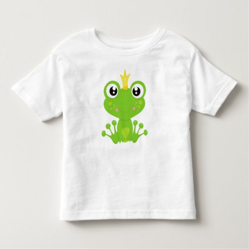 Cute Frog Green Frog Frog Prince Crown Toddler T_shirt