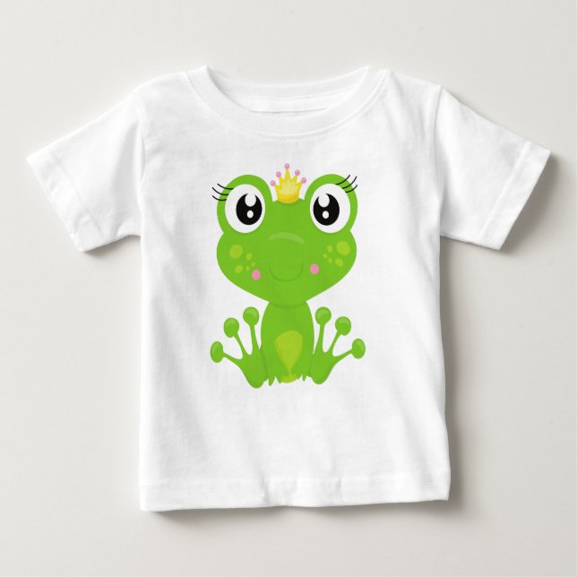 Cute Frog, Green Frog, Frog Princess, Crown Baby T-Shirt (Front)