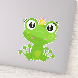 Cute Frog, Green Frog, Frog Princess, Crown Sticker