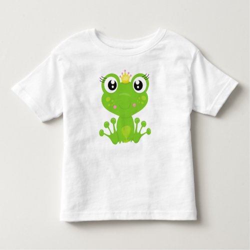 Cute Frog Green Frog Frog Princess Crown Toddler T_shirt