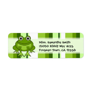 Cute Frog Green Stripe Return Address Labels