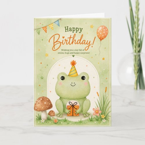 Cute Frog Happy Birthday Personalized Card