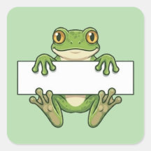 Cute Frog Holding Blank Sign Cartoon
