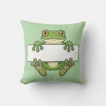 Cute Frog Holding Blank Sign Cartoon