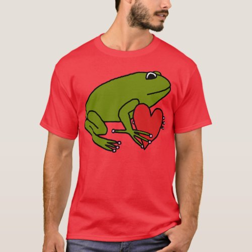 Cute Frog Holding Your Heart on Valentines Day T_Shirt