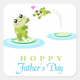 Cute Frog Hoppy Happy Father's Day Square Sticker
