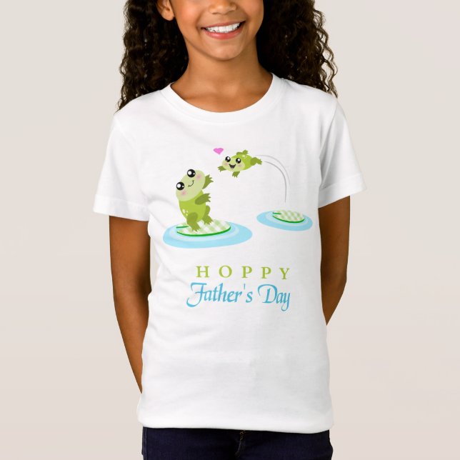 Cute Frog Hoppy Happy Father's Day T-Shirt (Front)