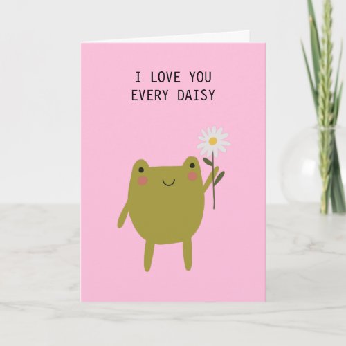 Cute Frog I Love You Every Daisy Love Pun Card