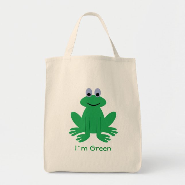 Cute frog, "I´m Green" organic tote bag (Front)