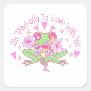Cute Frog - I'm Totally In Love With You Square Sticker