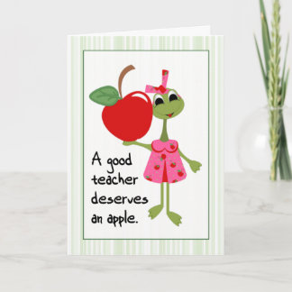 Cute Frog in a Dress Good Teacher Appreciation Letterpress Thank You Card