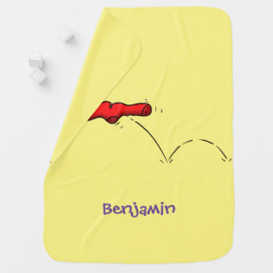 Cute frog in a red sock jumping cartoon baby blanket