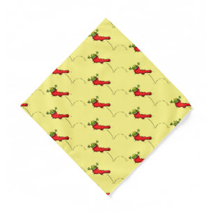 Cute frog in a red sock jumping cartoon bandana