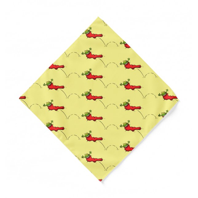Cute frog in a red sock jumping cartoon bandana (Front)