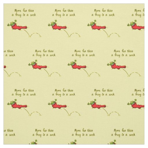 Cute frog in a red sock jumping cartoon fabric