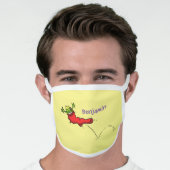 Cute frog in a red sock jumping cartoon face mask (Worn Him)