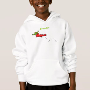Cute frog in a red sock jumping cartoon hoodie