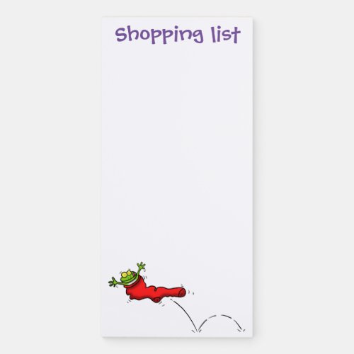 Cute frog in a red sock jumping cartoon magnetic notepad