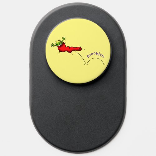Cute frog in a red sock jumping cartoon PopSocket