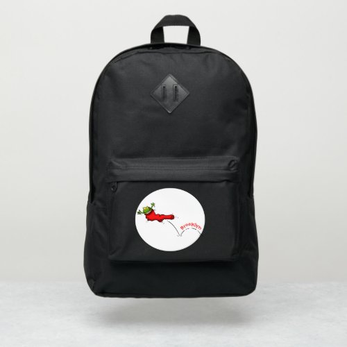 Cute frog in a red sock jumping cartoon port authority backpack