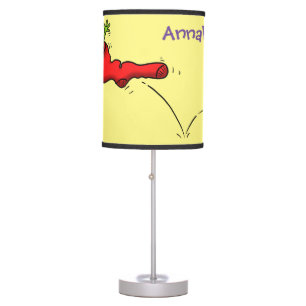 Cute frog in a red sock jumping cartoon table lamp