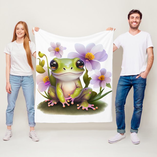 Cute Frog in Flowers Blanket (In Situ)