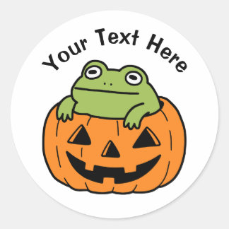 Cute Frog in Halloween Pumpkin Classic Round Sticker