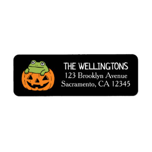 Cute Frog in Halloween Pumpkin Label