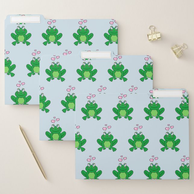 Cute frog in love file folder (Set)