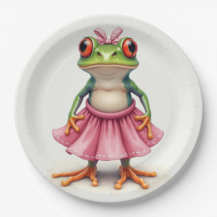Cute Frog in Pink Paper Plates