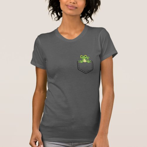 Cute Frog In Pocket T_Shirt