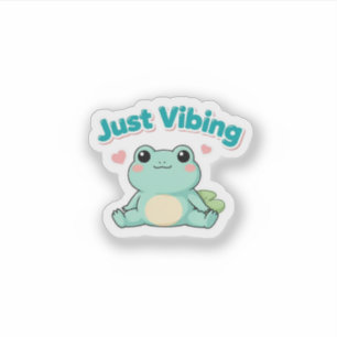 Cute Frog Just Vibing Funny Kawaii Sticker