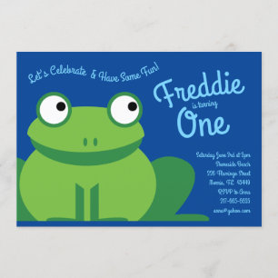 Cute Frog Kids 1st Birthday Party Invitations